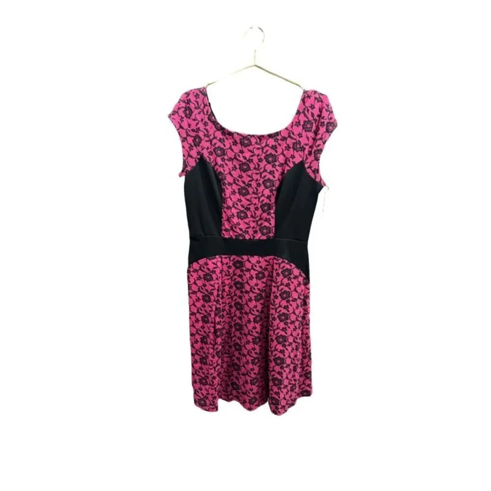 Eva Franco Sample Dress faux lace pink and black knit size 12 NWT Anthropologie